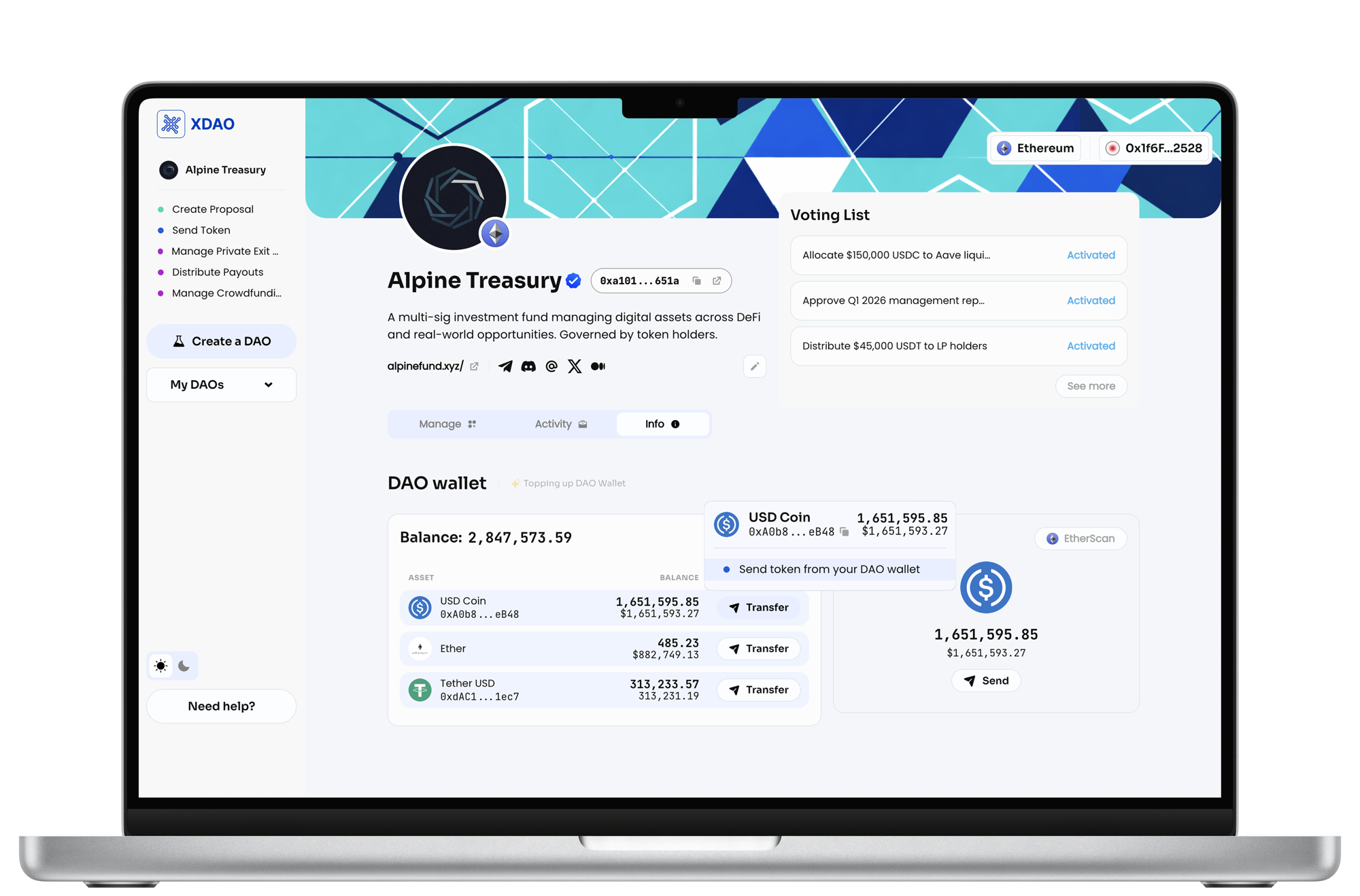 XDAO Dashboard Interface